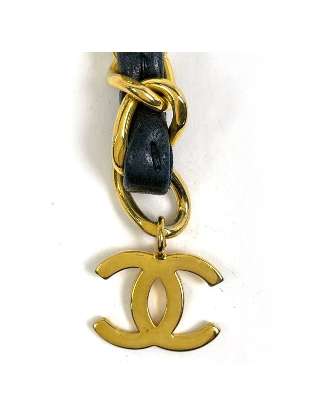 Chanel CC Logo Chain Belt Leather Gold Black - Picture 2 of 7